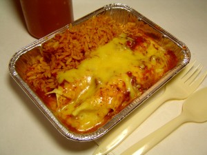 Toltec with enchiladas and rice